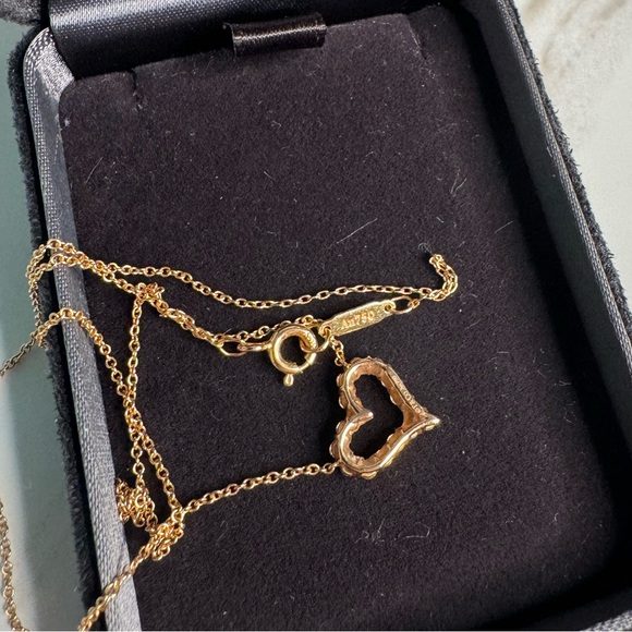 Tiffany &Co. Necklace Mini Heart Pendant Diamond 18k Pink Gold - Picture 5 of 7